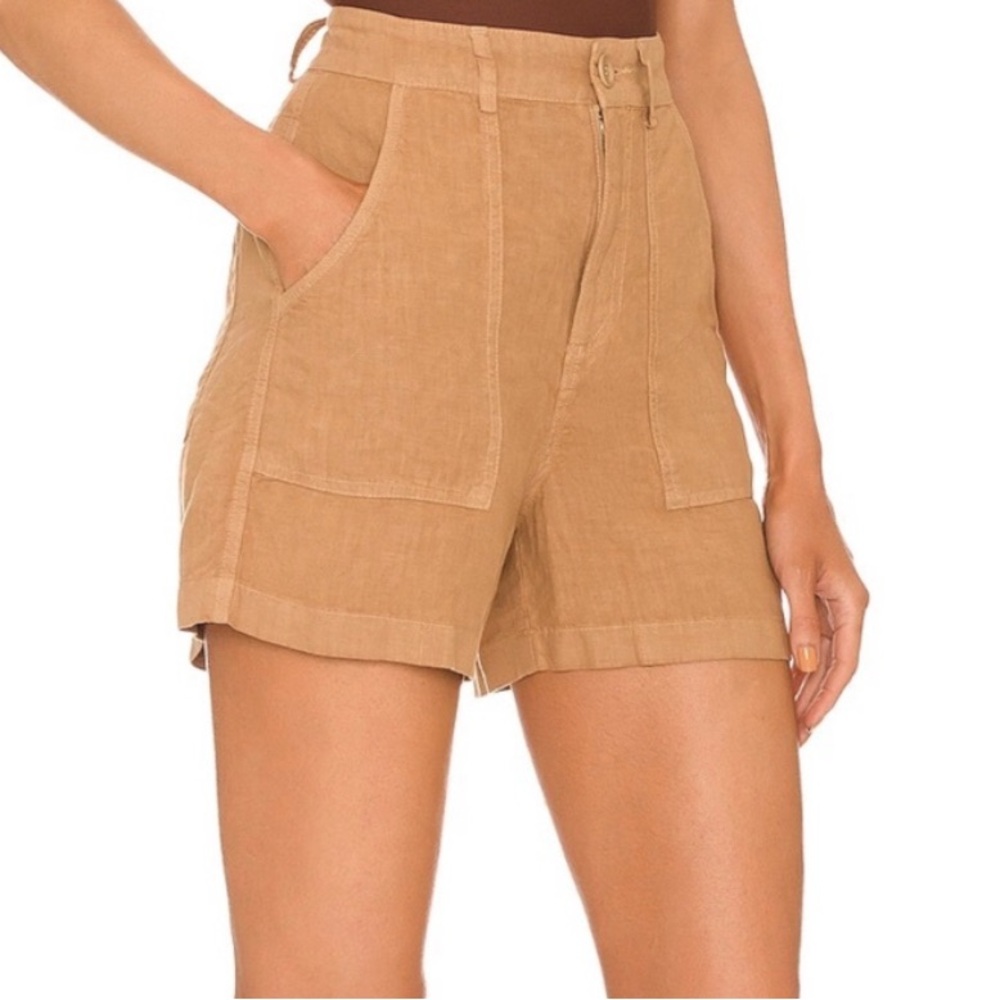 Enza Costa Tan Cargo Shorts High-Waisted Relaxed Fit
